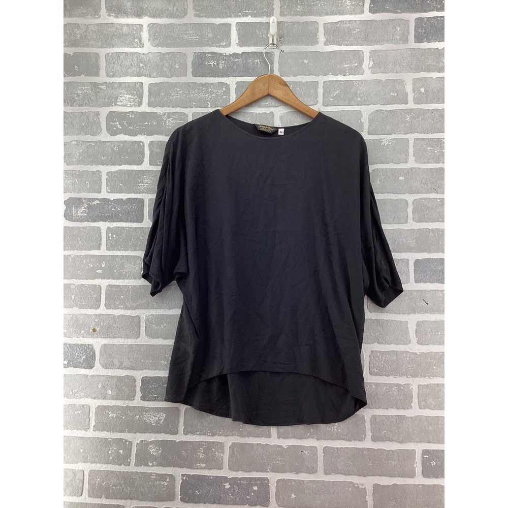 Jams World 50 Years Top Womens Medium Black Rayon High Low Dolman Sleeve Tee